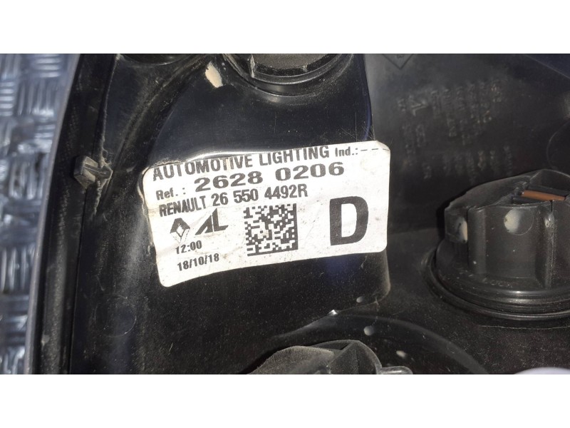 Recambio de piloto trasero derecho para renault zoe referencia OEM IAM 265504492R  4 PINES