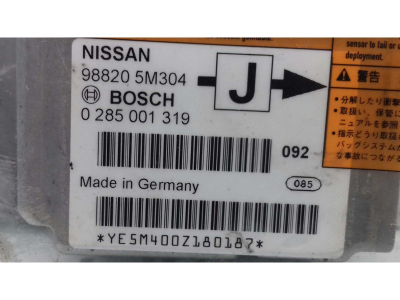 Recambio de centralita airbag para nissan almera (n16/e) acenta referencia OEM IAM 988205M304 0285001319 BOSCH