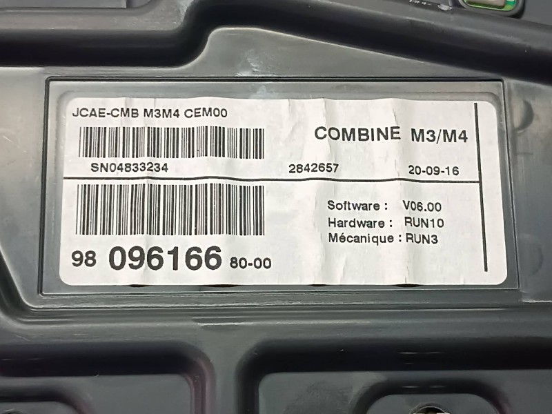Recambio de cuadro instrumentos para citroen c-elysée referencia OEM IAM 980961668000 2160140 JOHNSON CONTROLS