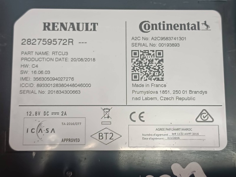 Recambio de modulo electronico para renault zoe referencia OEM IAM 282759572R A2C9583741301 