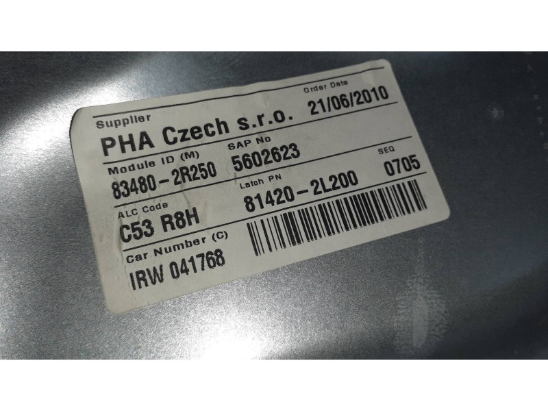 Recambio de elevalunas trasero derecho para hyundai i30cw referencia OEM IAM 814202L200  ELECTRICO