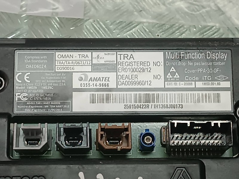 Recambio de pantalla multifuncion para renault zoe referencia OEM IAM 0355149666  ANATEL