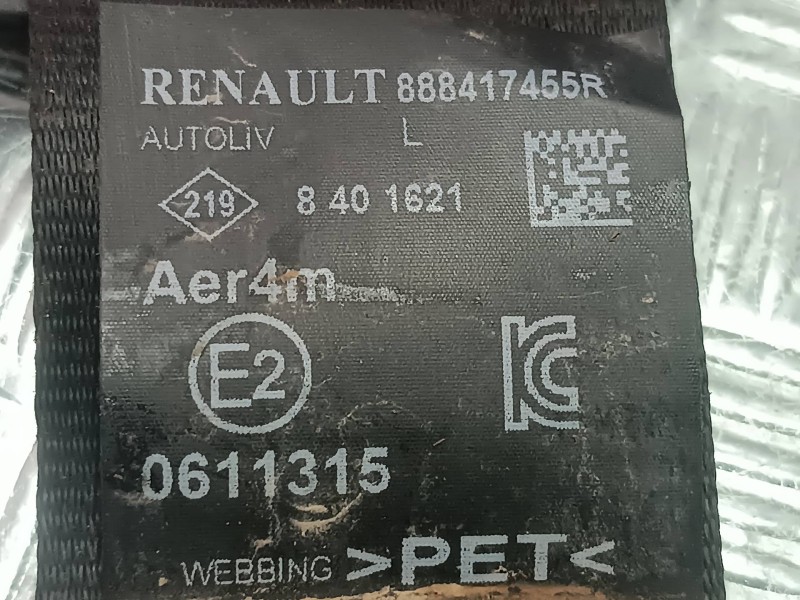Recambio de cinturon seguridad trasero izquierdo para renault zoe referencia OEM IAM 888417455R 0611315 