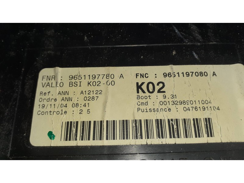 Recambio de caja reles / fusibles para peugeot 307 (s1) referencia OEM IAM 965497780  BSIK02