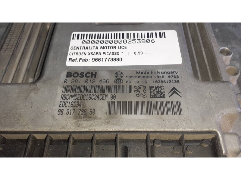 Recambio de centralita motor uce para citroen xsara picasso referencia OEM IAM 9661773880  0281012466