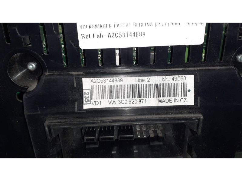 Recambio de cuadro instrumentos para volkswagen passat berlina (3c2) advance referencia OEM IAM A2C53144889  