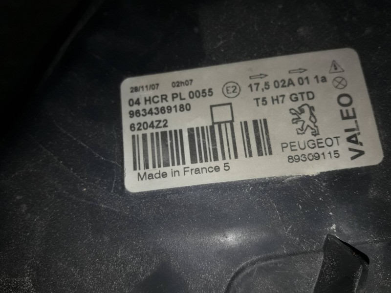 Recambio de faro izquierdo para peugeot 307 (s1) referencia OEM IAM 9634369180 6204Z2 89309115