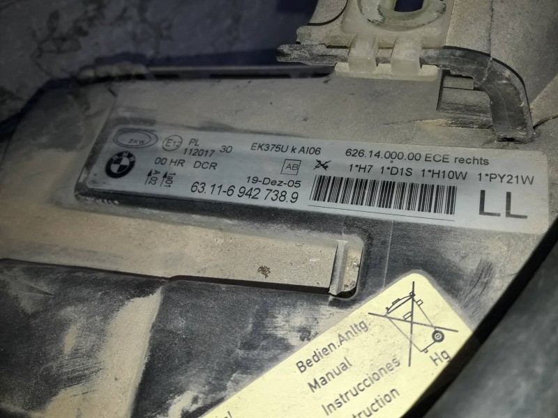 Recambio de faro derecho para bmw serie 3 berlina (e90) referencia OEM IAM 51647116708 22944911 XENON