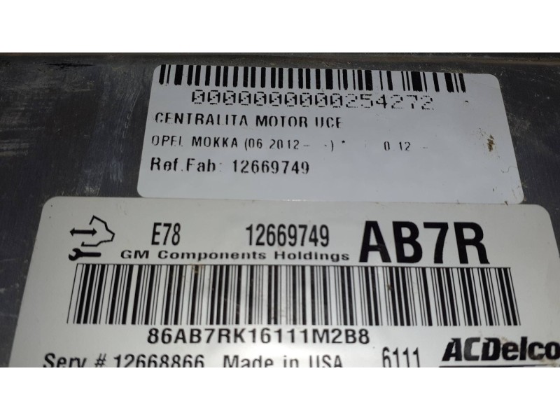 Recambio de centralita motor uce para opel mokka referencia OEM IAM 12669749  