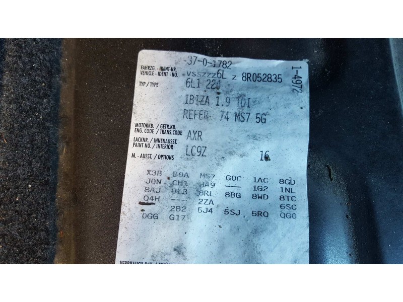 seat ibiza (6l1) del año 2007