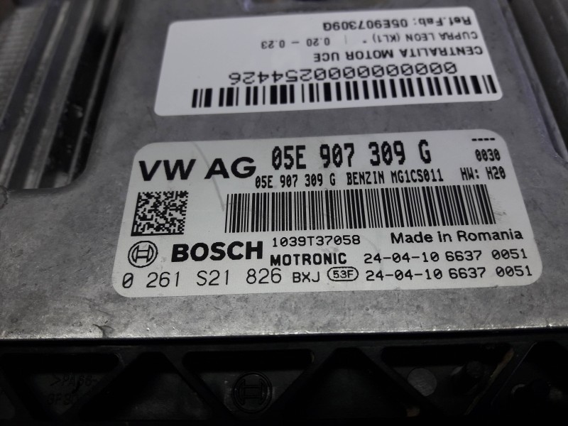 Recambio de centralita motor uce para cupra leon (kl1) referencia OEM IAM 05E907309G 0261S21826 BOSCH