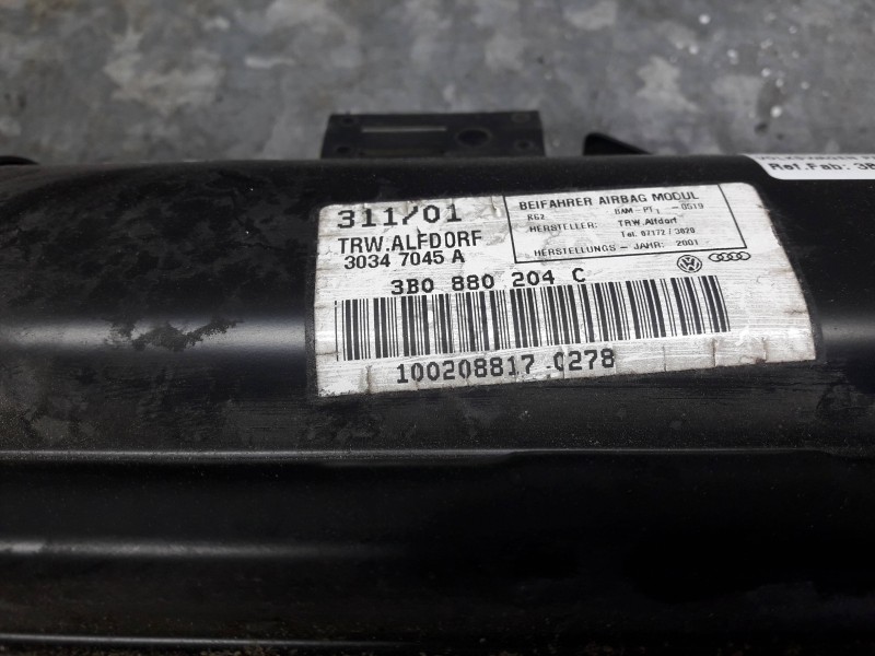 Recambio de airbag delantero derecho para volkswagen passat berlina (3b3) referencia OEM IAM 3B0880204C 30317045A 1002088170278