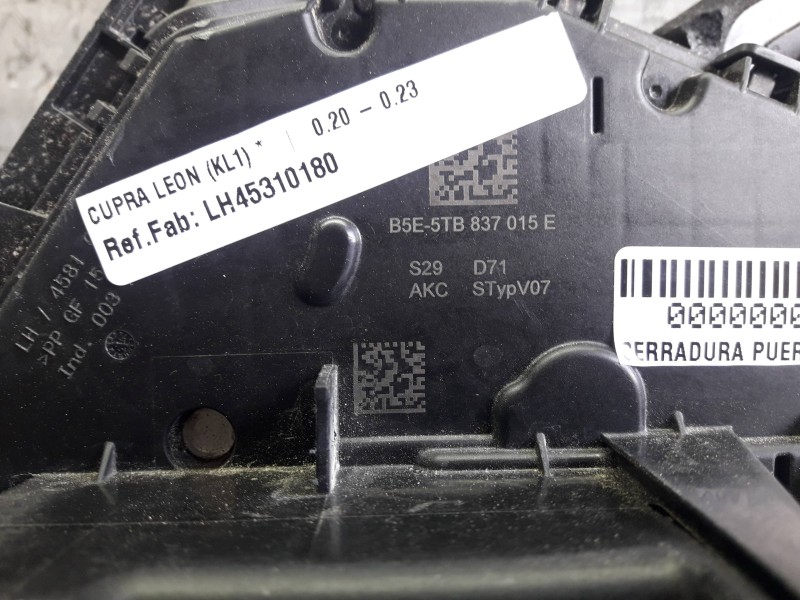 Recambio de cerradura puerta delantera izquierda para cupra leon (kl1) referencia OEM IAM LH45310180 BSE837015E 5TB837015E