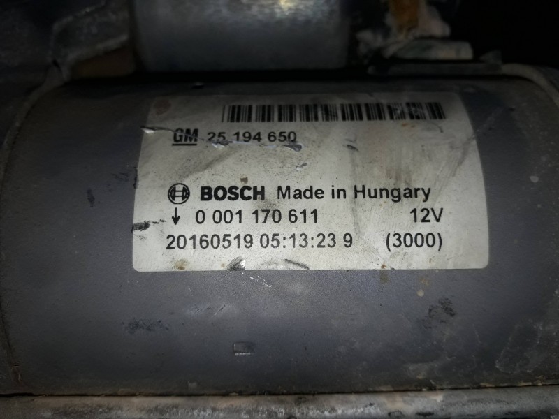 Recambio de motor arranque para opel mokka referencia OEM IAM 25194650 0001170611 BOSCH