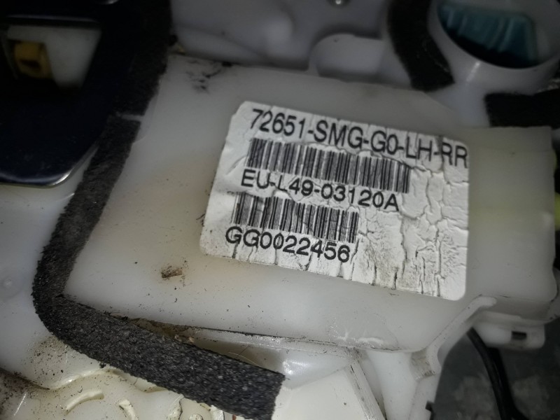 Recambio de cerradura puerta trasera izquierda para honda civic berlina 5 (fk) referencia OEM IAM 72651SMGG0 EUL4903120A GG00224