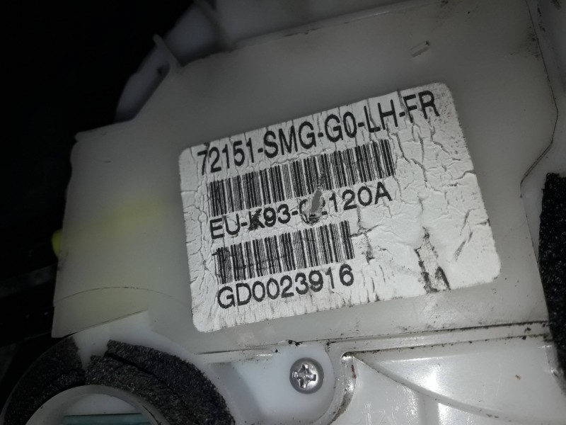 Recambio de cerradura puerta delantera izquierda para honda civic berlina 5 (fk) referencia OEM IAM 72151SMGG0 EUK930210A GD0023