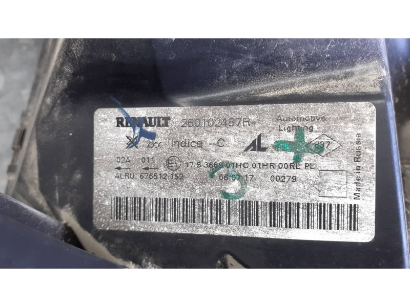 Recambio de faro derecho para dacia duster ambiance 4x2 referencia OEM IAM 260102487R  