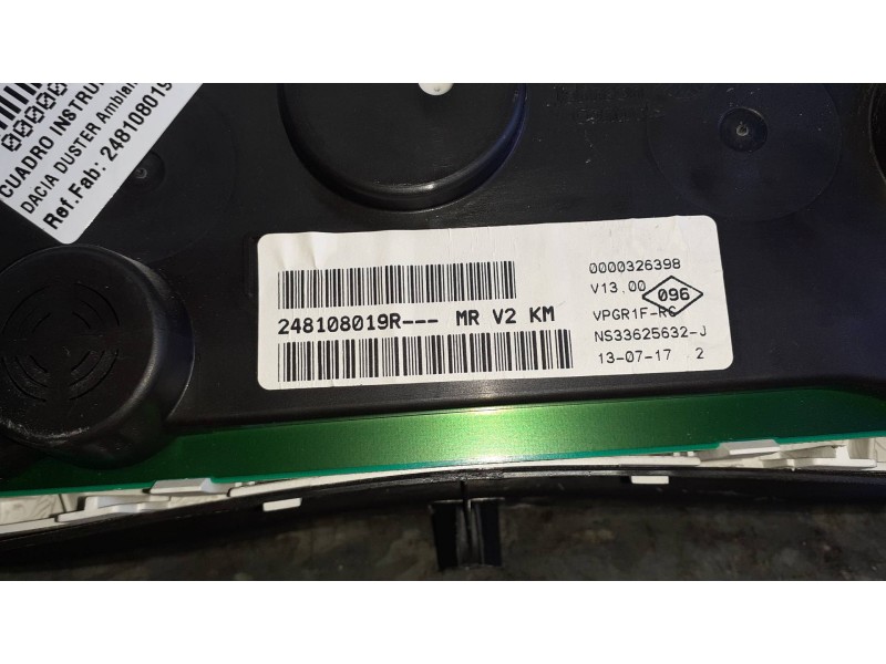 Recambio de cuadro instrumentos para dacia duster ambiance 4x2 referencia OEM IAM 248108019R 0000326398 