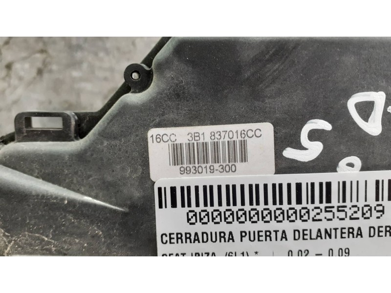 Recambio de cerradura puerta delantera derecha para seat ibiza (6l1) referencia OEM IAM 3B1837016CC 993019300 