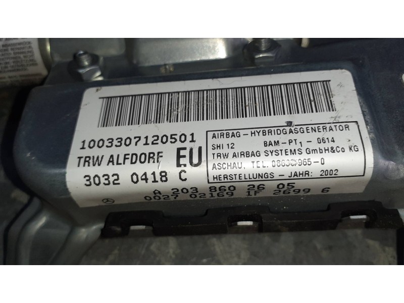 Recambio de airbag lateral delantero derecho para mercedes-benz clase c (w203) berlina referencia OEM IAM A2038602605 0027021691