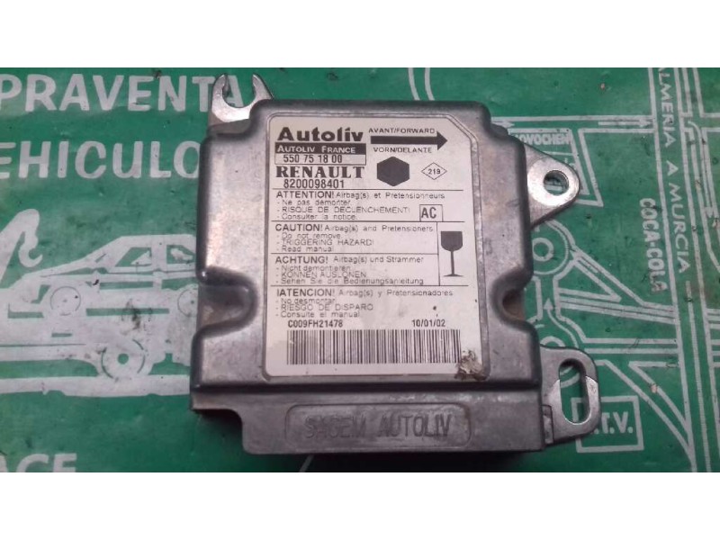 Recambio de centralita airbag para renault kangoo (f/kc0) authentique referencia OEM IAM 8200098401 550751800 AUTOLIV Recambio de centralita airbag para renault kangoo (f/kc0) authentique referencia OEM IAM 8200098401 550751800 AUTOLIV