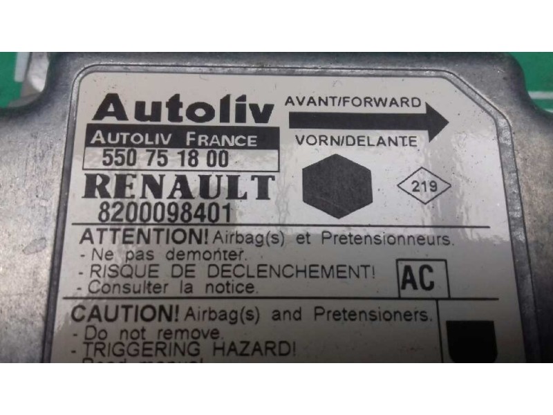 Recambio de centralita airbag para renault kangoo (f/kc0) authentique referencia OEM IAM 8200098401 550751800 AUTOLIV Recambio de centralita airbag para renault kangoo (f/kc0) authentique referencia OEM IAM 8200098401 550751800 AUTOLIV