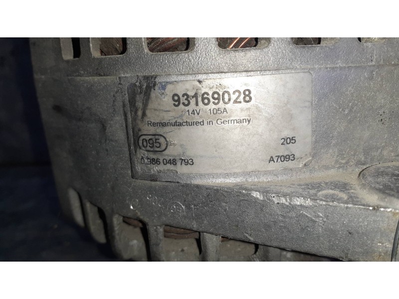 Recambio de alternador para opel zafira b cosmo referencia OEM IAM 93169028 105A 0986048793