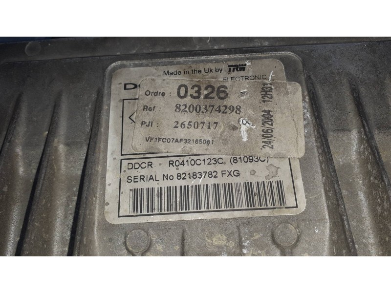 Recambio de centralita motor uce para renault kangoo (f/kc0) referencia OEM IAM 8200374298 2650717 82183782