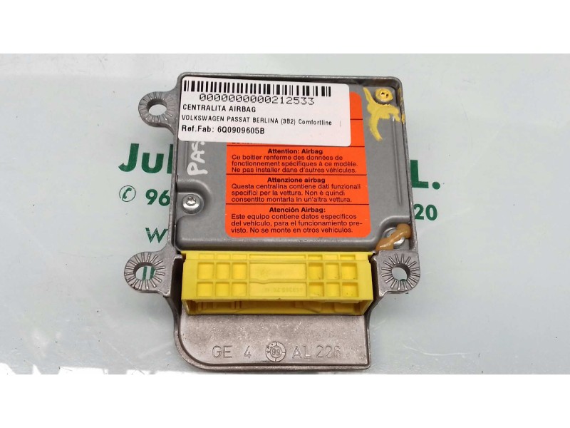 Recambio de centralita airbag para volkswagen passat berlina (3b2) comfortline referencia OEM IAM 6Q0909605B 5WK42869 SME