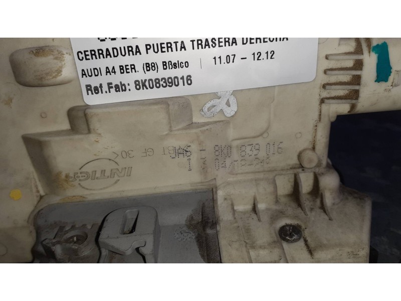 Recambio de cerradura puerta trasera derecha para audi a4 ber. (b8) básico referencia OEM IAM 8K0839016  7 PINES