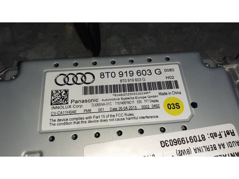 Recambio de pantalla multifuncion para audi a4 berlina (8w2) referencia OEM IAM 8T09199603G  