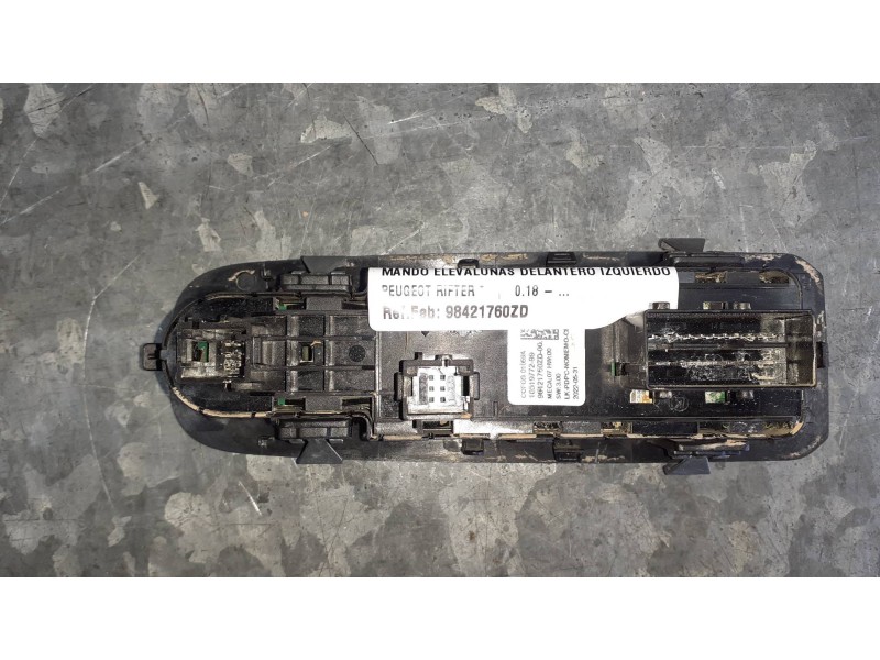 Recambio de mando elevalunas delantero izquierdo para peugeot rifter referencia OEM IAM 98421760ZD  