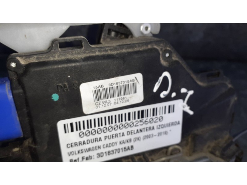 Recambio de cerradura puerta delantera izquierda para volkswagen caddy ka/kb (2k) referencia OEM IAM 3D1837015AB  9 PINES