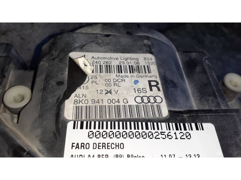 Recambio de faro derecho para audi a4 ber. (b8) básico referencia OEM IAM 8K0941004G  XENON