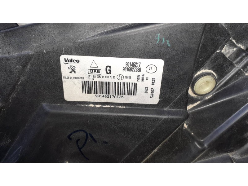 Recambio de faro izquierdo para peugeot rifter referencia OEM IAM 9816827280  