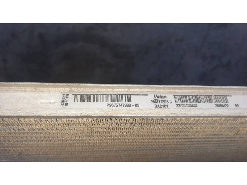 Recambio de radiador agua para peugeot rifter referencia OEM IAM P9675747980  