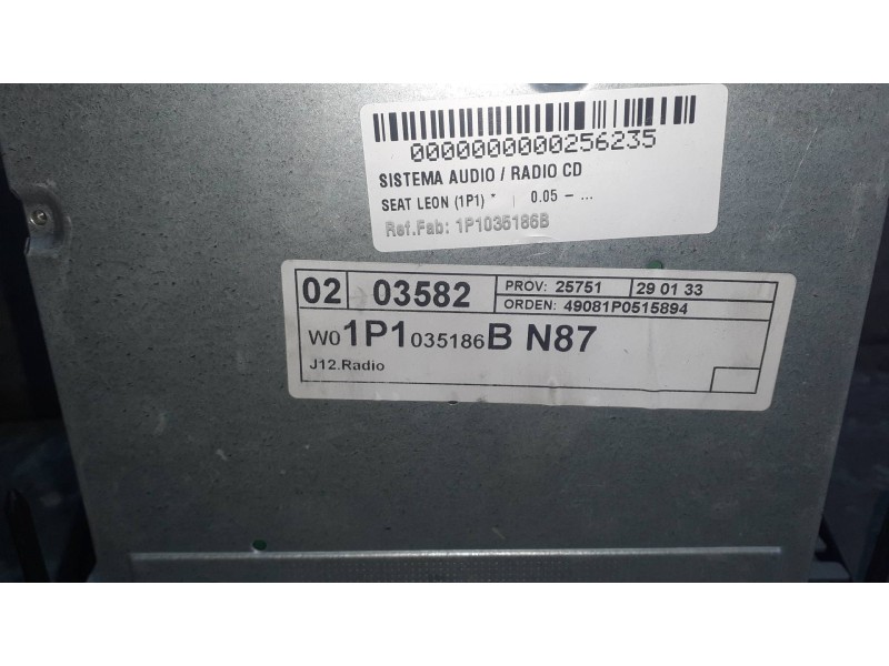 Recambio de sistema audio / radio cd para seat leon (1p1) referencia OEM IAM 1P1035186B  