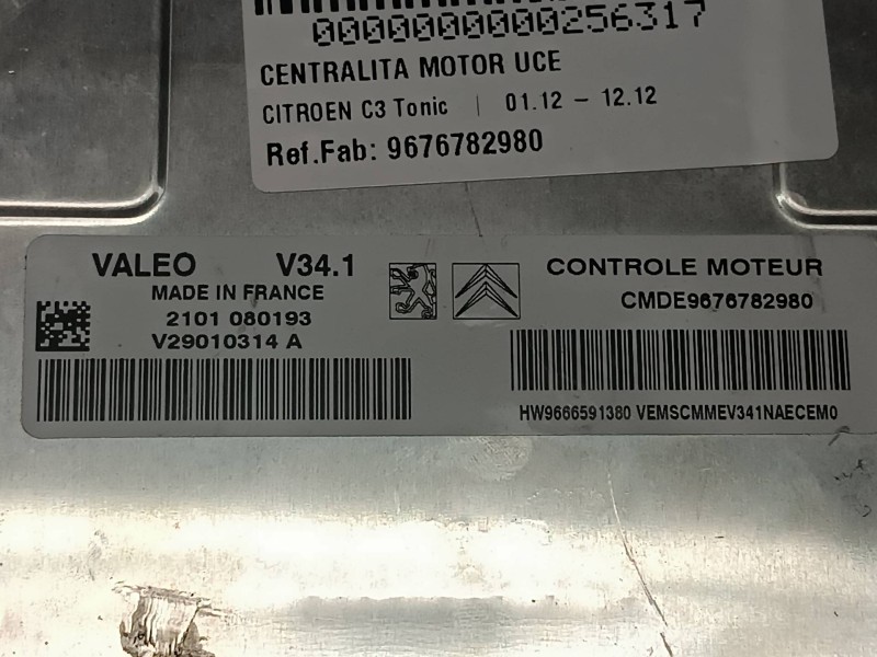 Recambio de centralita motor uce para citroen c3 tonic referencia OEM IAM 9676782980 V29010314A VALEO