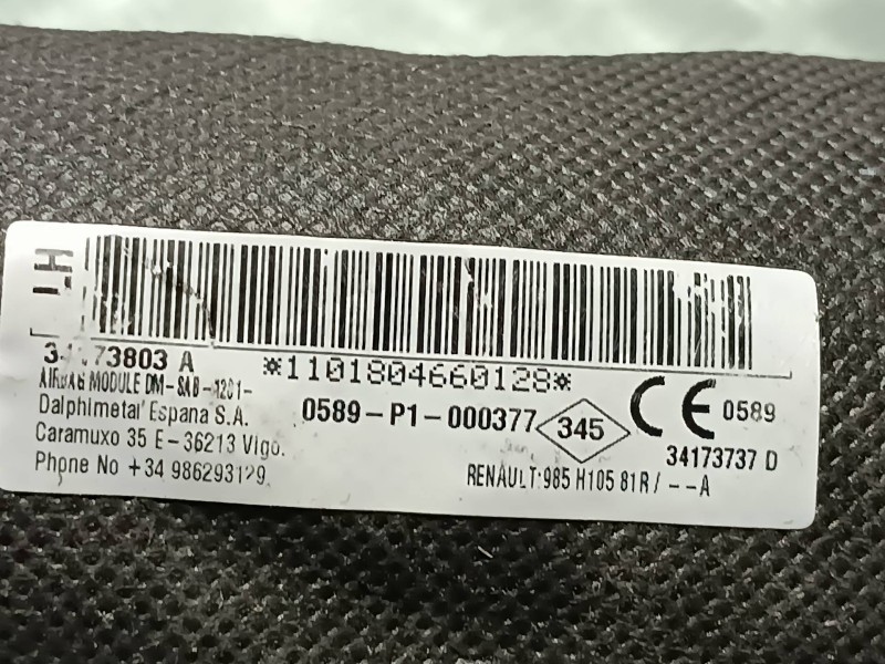 Recambio de airbag lateral delantero izquierdo para dacia sandero referencia OEM IAM 985H10581R 870194793R 