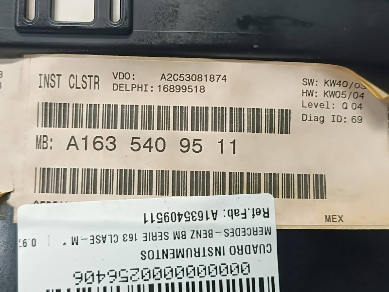 Recambio de cuadro instrumentos para mercedes-benz clase m (w163) referencia OEM IAM A1635409511 3319210087 VDO