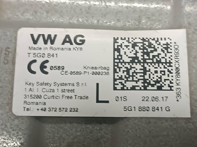 Recambio de airbag de rodillas para volkswagen golf vii lim. referencia OEM IAM 5G1880841G  IZQUIERDO