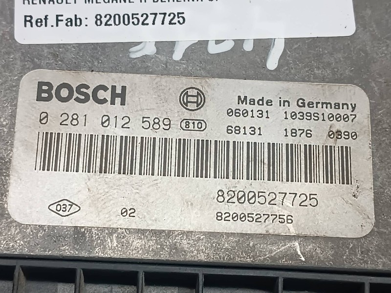 Recambio de centralita motor uce para renault megane ii berlina 5p referencia OEM IAM 8200527725 0281012589 BOSCH