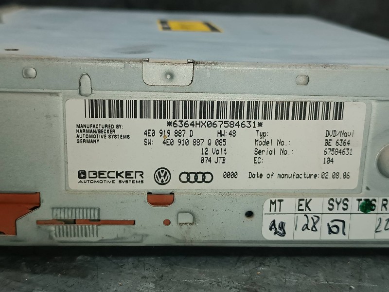 Recambio de sistema navegacion gps para audi a6 allroad quattro (4fh) referencia OEM IAM 4E0919887D 4E0910887Q 