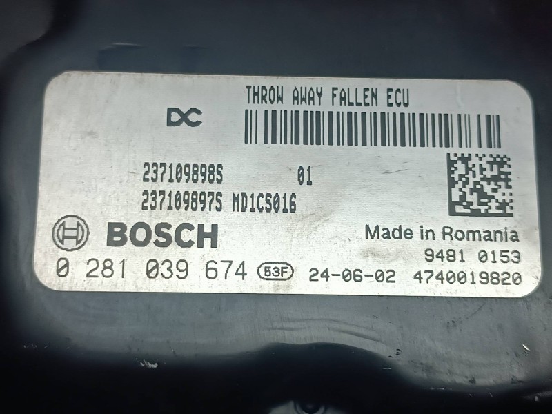 Recambio de centralita motor uce para dacia duster ii referencia OEM IAM 237109898S 237109897S 0281039674