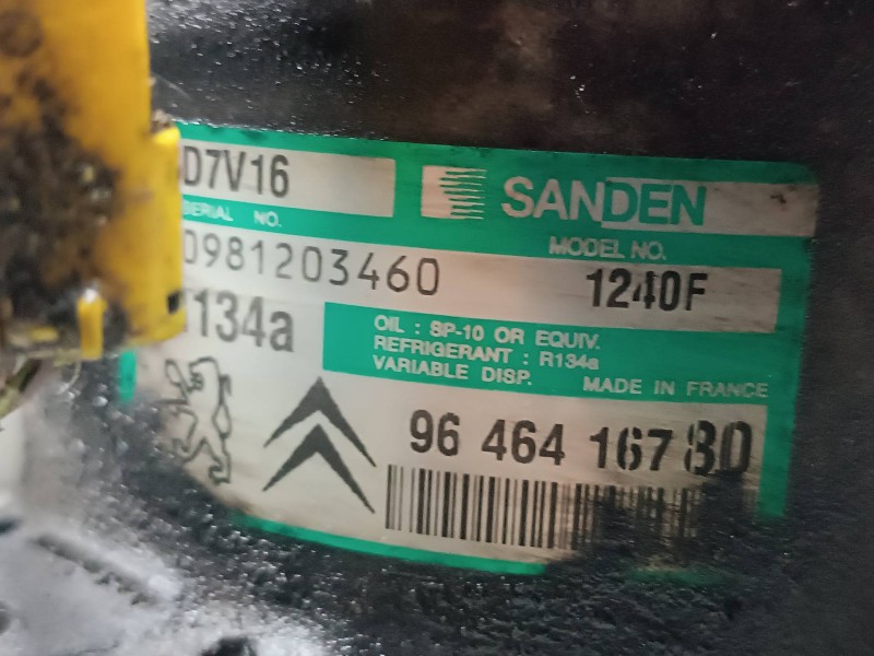 Recambio de compresor aire acondicionado para citroen xsara picasso 2.0 hdi x referencia OEM IAM 9646416780 SD7V16 SANDEN