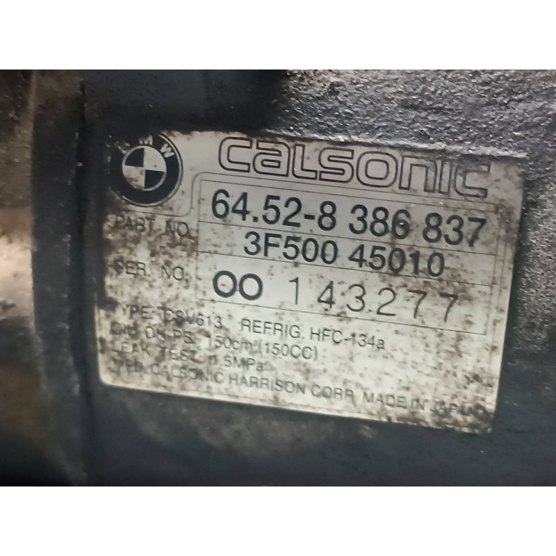 Recambio de compresor aire acondicionado para bmw serie 3 berlina (e46) 318i referencia OEM IAM 64528386837 3F50045010 CALSONIC