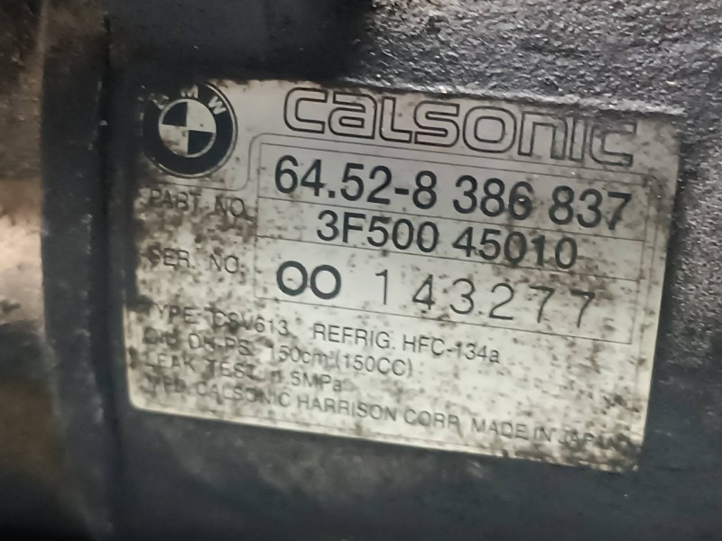 Recambio de compresor aire acondicionado para bmw serie 3 berlina (e46) 318i referencia OEM IAM 64528386837 3F50045010 CALSONIC
