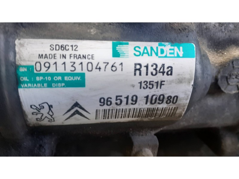 Recambio de compresor aire acondicionado para peugeot 207 referencia OEM IAM 9651910980 1351F SANDEN