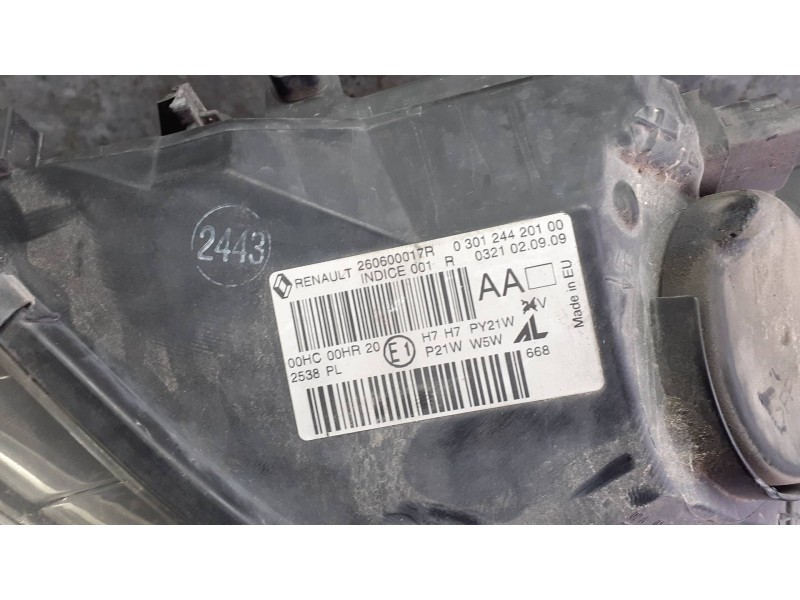 Recambio de faro izquierdo para renault megane iii coupe referencia OEM IAM 260600017R 2538PL 