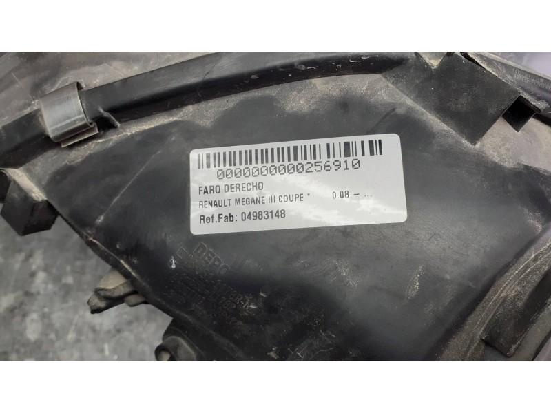Recambio de faro derecho para renault megane iii coupe referencia OEM IAM 04983148  